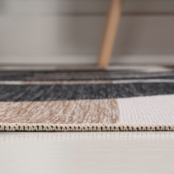 Allison Classic Beach Stripe And Monstera Leaf Indoor/Outdoor Area Rug